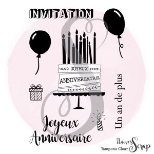 8 Tampons Clear Joyeux Anniversaire