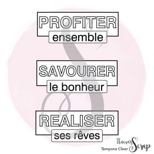 3 Tampons Clear Etiquettes Profiter
