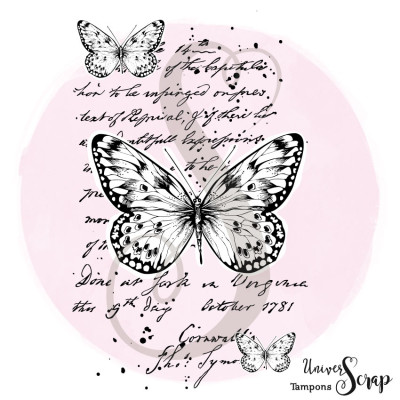 Tampon Papillons fond script
