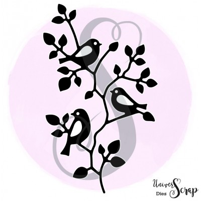 Dies 3 petits oiseaux sur une branche