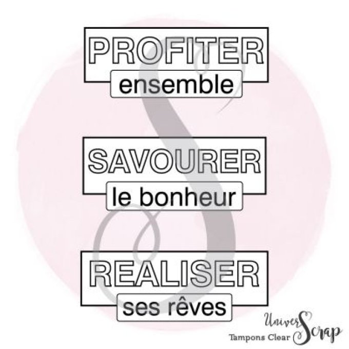 3 Tampons Clear Etiquettes Profiter