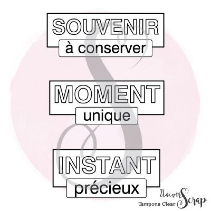 3 Tampons Clear Etiquettes Souvenir