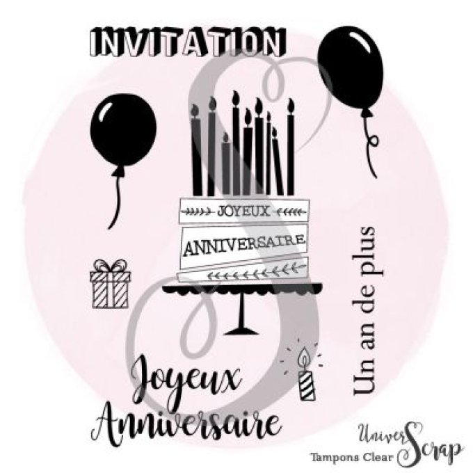 8 Tampons Clear Joyeux Anniversaire