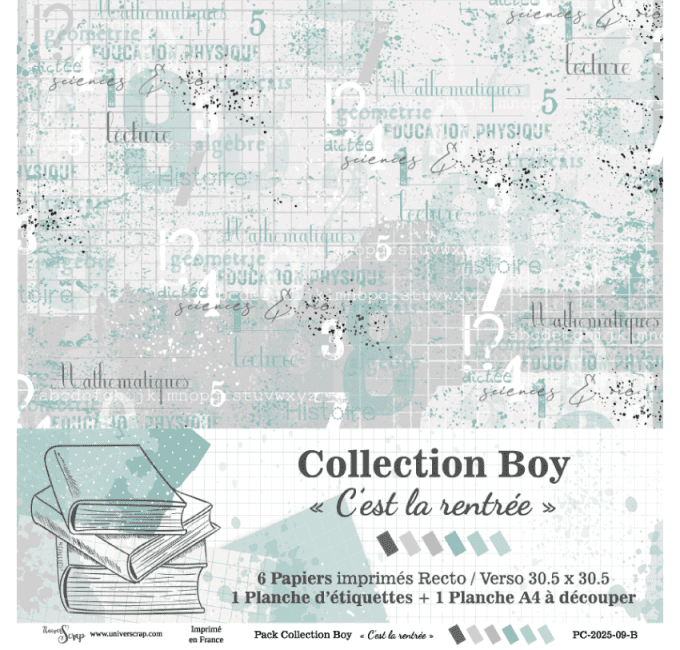 Collection de papiers Boy "C'est la rentrée"