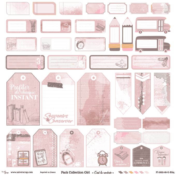 Collection de papiers  Girl "C'est la rentrée"
