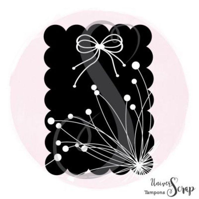 Tampon Etiquette festonnée fleurs