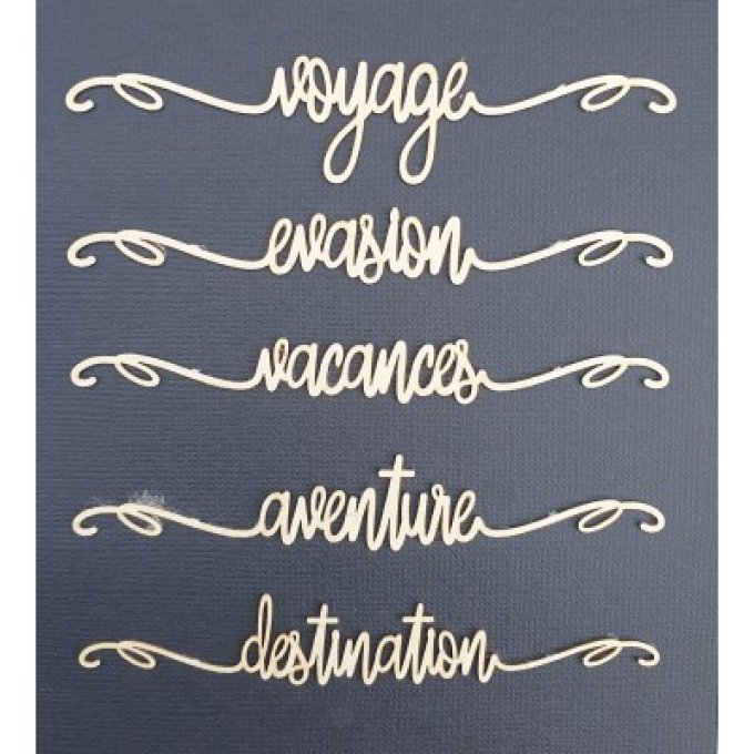 Carton Bois Voyage 5 mots