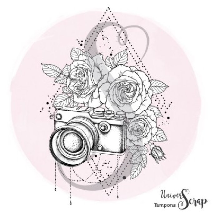 Tampon Appareil photo fleuri