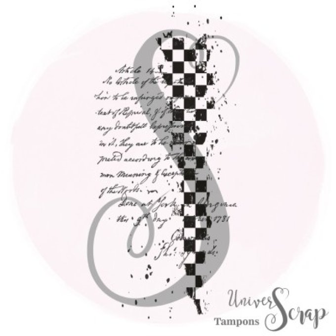 Tampon Damier et script grunge