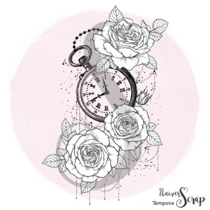 Tampon Montre à gousset fleurie