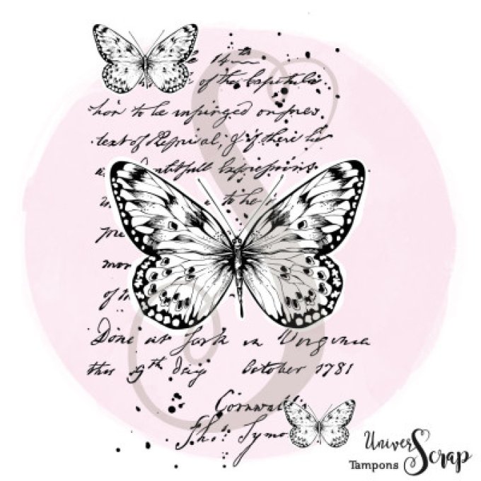 Tampon Papillons fond script