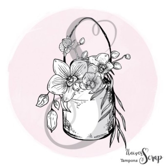 Tampon Pot à lait & Orchidées