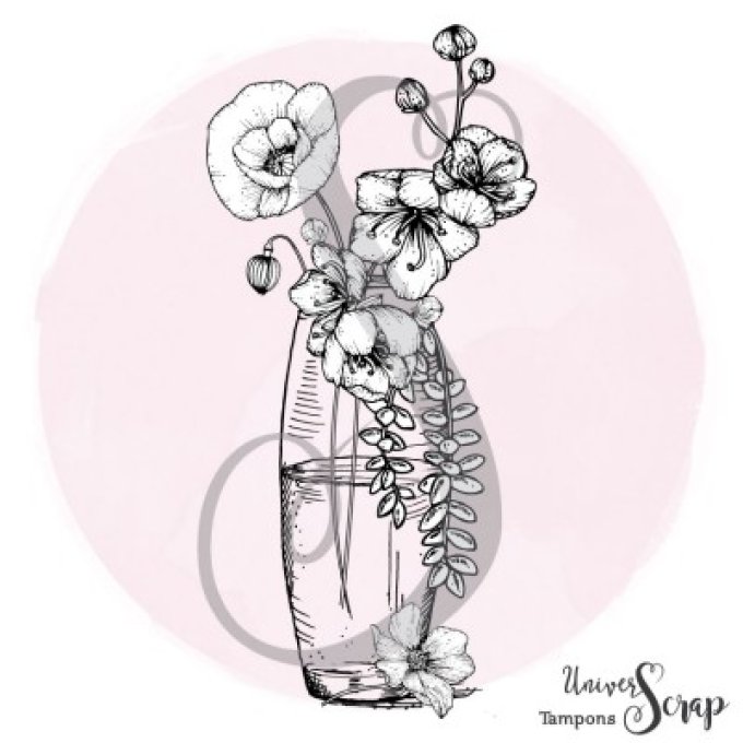 Tampon Vase Coquelicot et Cerisier